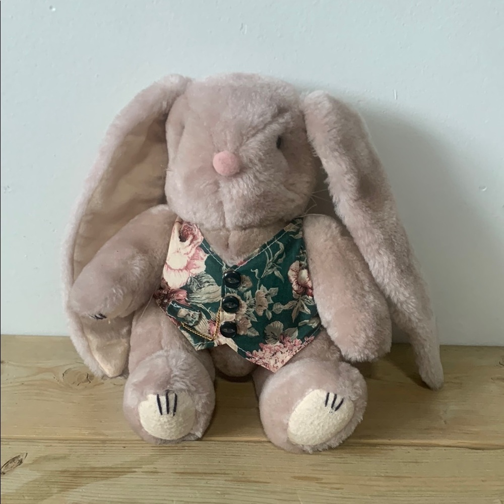 Floral Vest Plush Bunny Toy